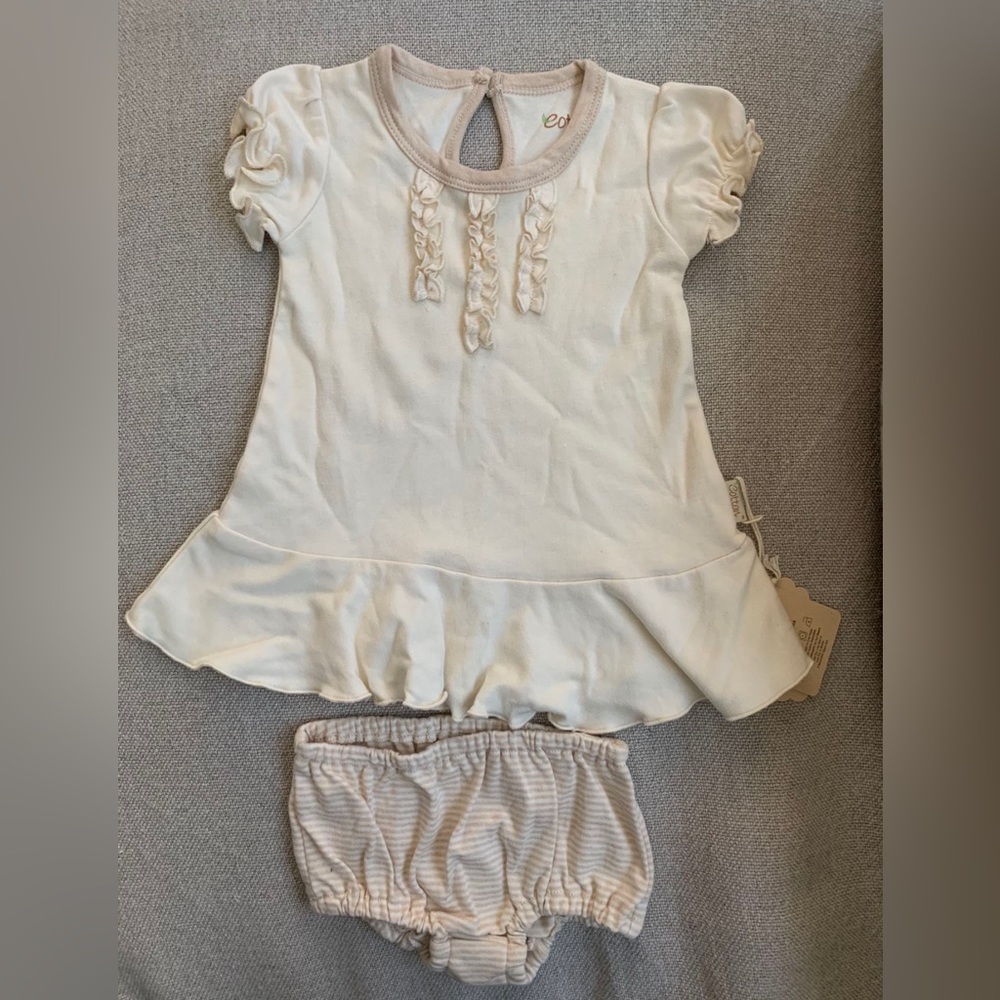 Eotton Certified Organic Cotton Shirt dress with Ruffles & Bottoms